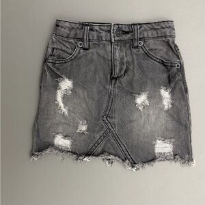 Hatchet & Hammers Girls Distressed Gray Denim Skirt Raw Hem Size 18-24 Months